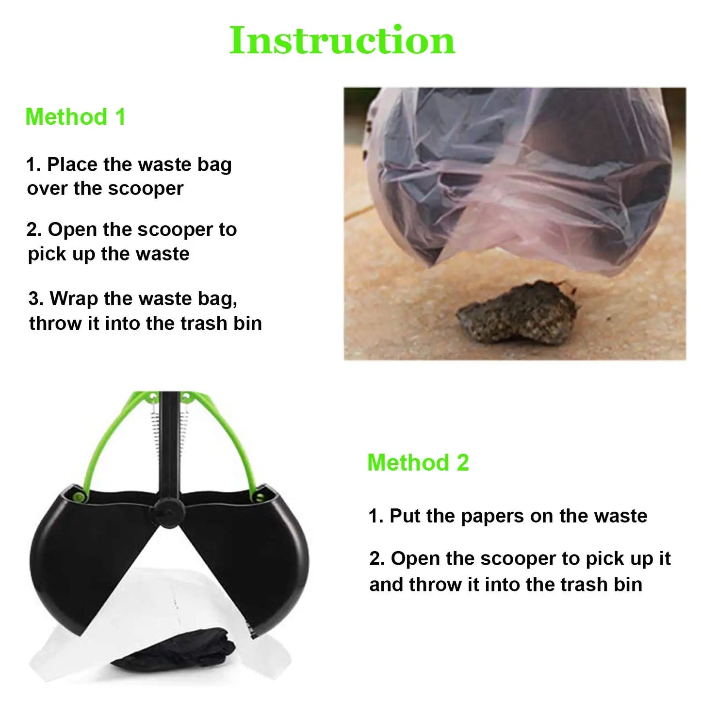 Portable Foldable Dog Poop Scooper – No-Bend Pet Waste Pickup Tool for Small & Large Dogs, Ideal for Outdoor Walking & Lawn Cleaning.