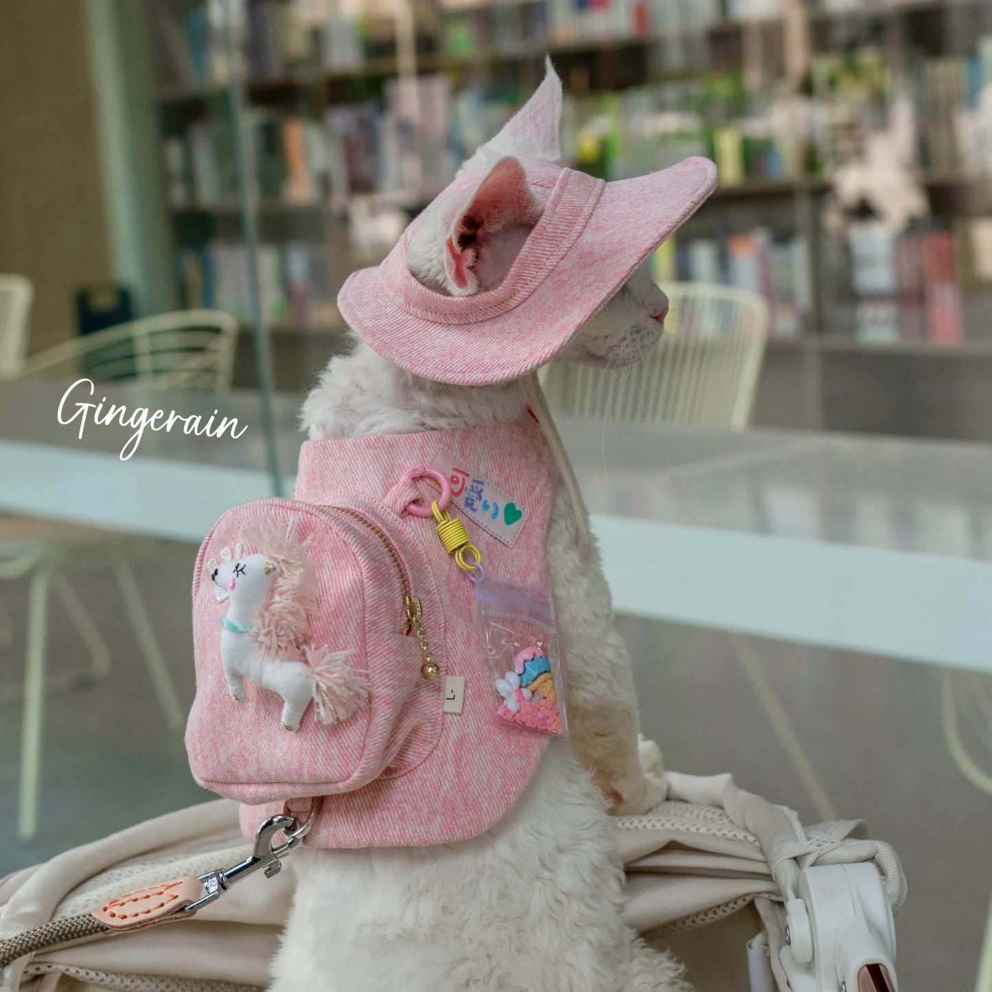 Handmade Luxury Cat Carrier Backpack – Cute Pink Travel Pet Bag with Snack Pouch & Harness Vest for Sphynx, Devon Rex & Other Cats.