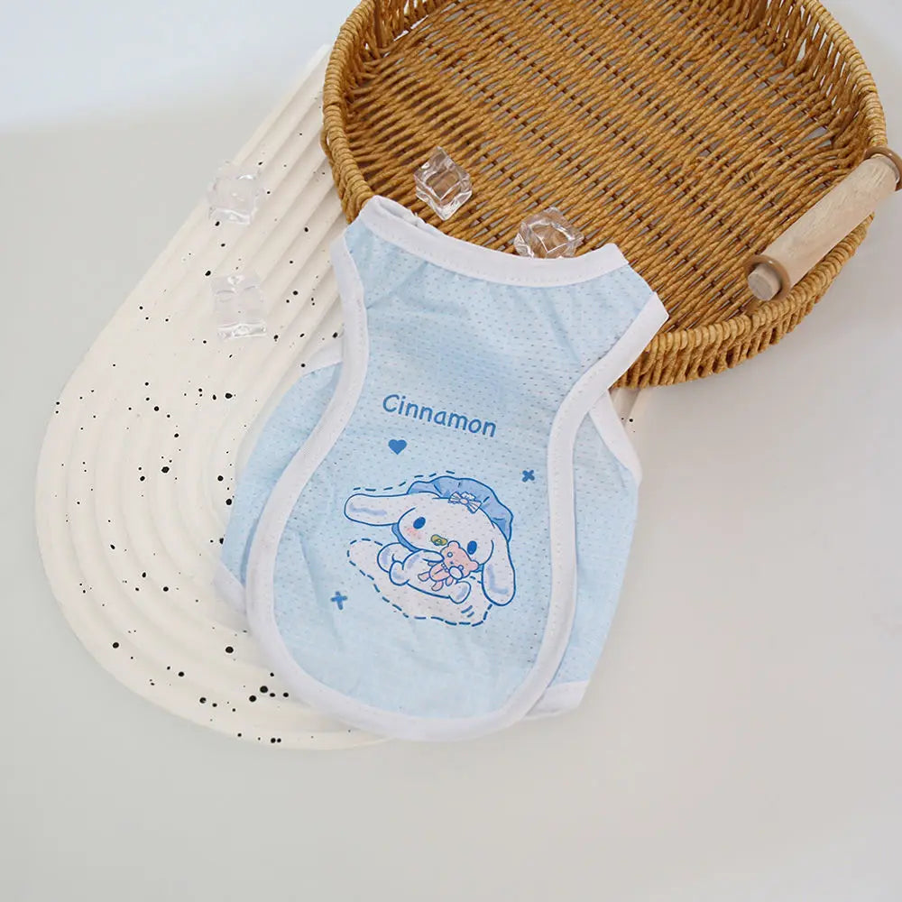 Sanrio Pet Cooling Shirt – Ice Silk Breathable Summer Vest for Small Dogs & Cats, Lightweight Anti-Shedding Cute Pet Clothing.