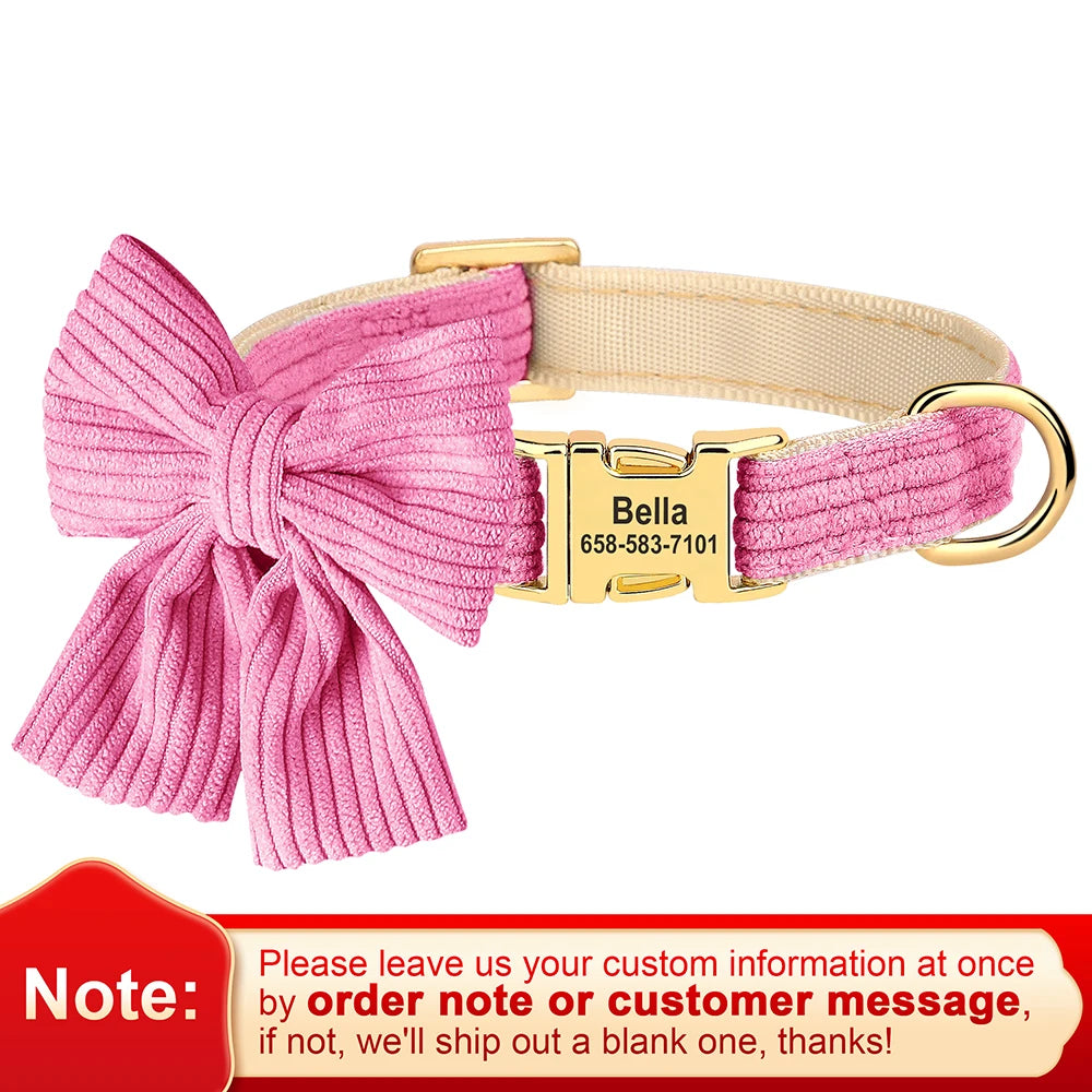 Personalized Pet ID Collar – Cute Big Bowtie Collar with Free Engraving for Small & Medium Dogs & Cats, Stylish Pet Accessory.