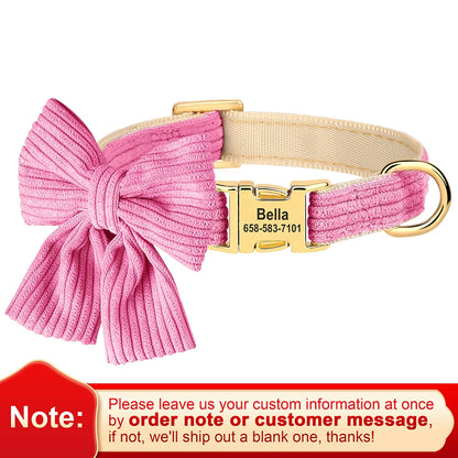 Personalized Pet ID Collar – Cute Big Bowtie Collar with Free Engraving for Small & Medium Dogs & Cats, Stylish Pet Accessory.