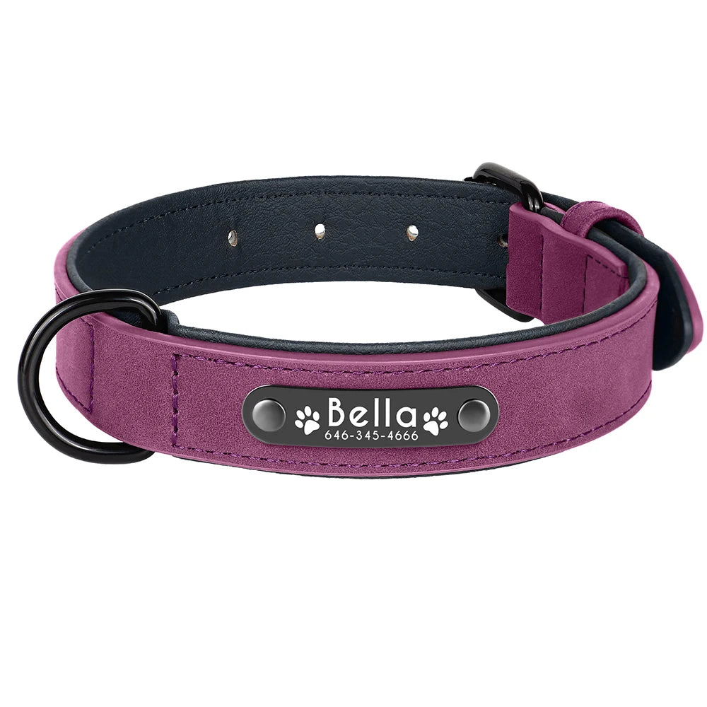 Personalized Leather Dog Collar – Custom Name ID Collar for Small, Medium & Large Dogs, Durable Collar for Pitbulls, Bulldogs & Beagles.