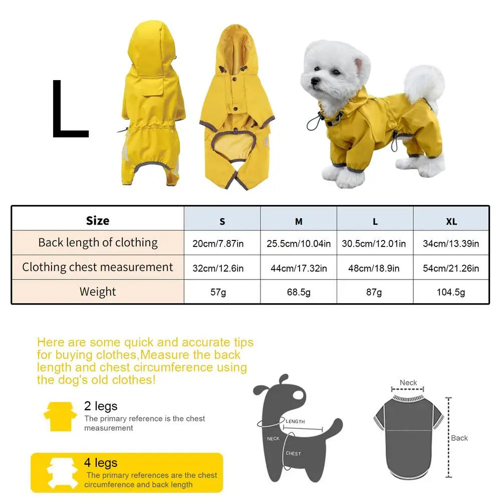 High-Visibility Waterproof Dog Raincoat – Adjustable Lightweight Yellow Jacket for Rain & Snow Protection, Ideal for Outdoor Walks.