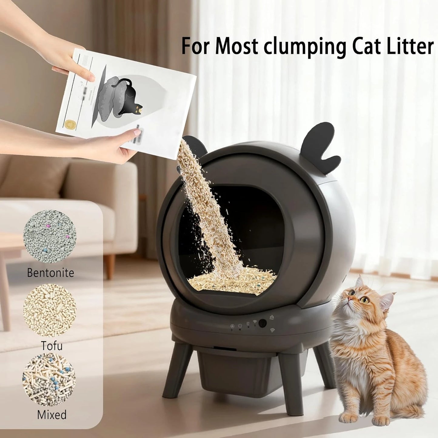 Self-Cleaning Litter Box – Large Capacity Automatic Cat Litter System for Multiple Cats with Dual Safety Features & Custom Settings.