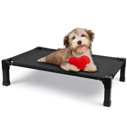 Elevated Cooling Dog Bed – Raised Pet Cot with Breathable Mesh, Chew-Resistant Washable Fabric & Metal Frame, Portable Dog Bed for Indoor & Outdoor Use.
