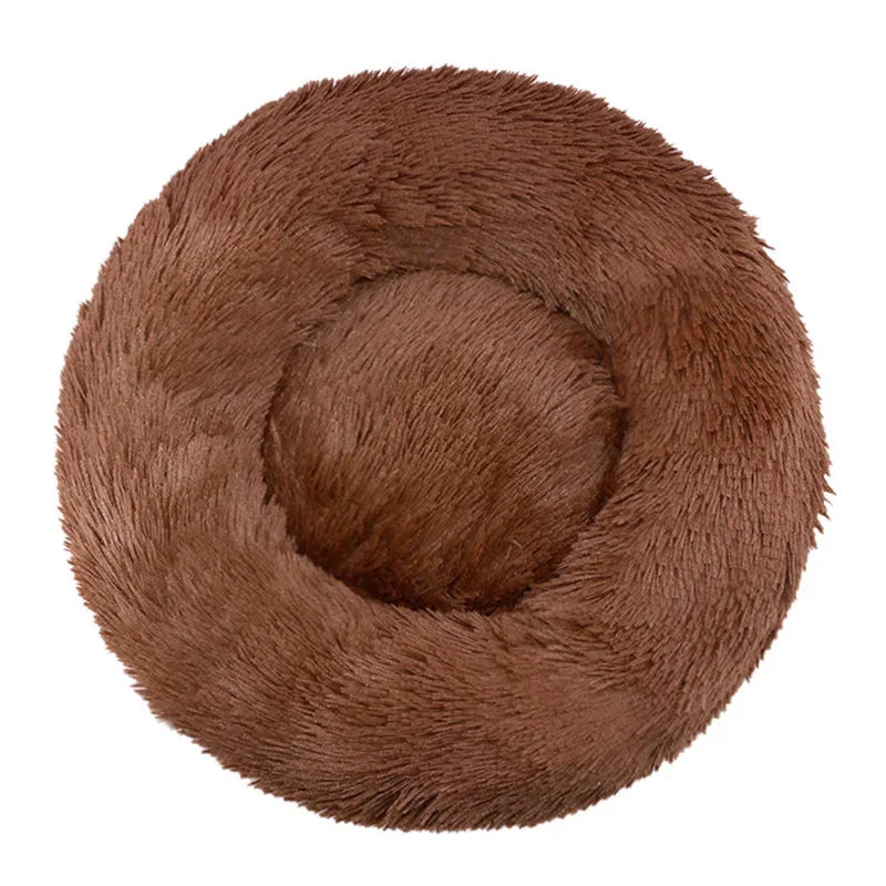 Round Plush Pet Bed – Super Soft Winter Warm Sleeping Bed for Cats & Dogs, Available in 6 Sizes (40–90cm) for Small to Large Pets.