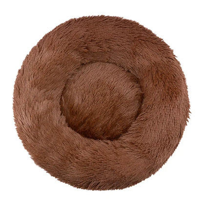Round Plush Pet Bed – Super Soft Winter Warm Sleeping Bed for Cats & Dogs, Available in 6 Sizes (40–90cm) for Small to Large Pets.
