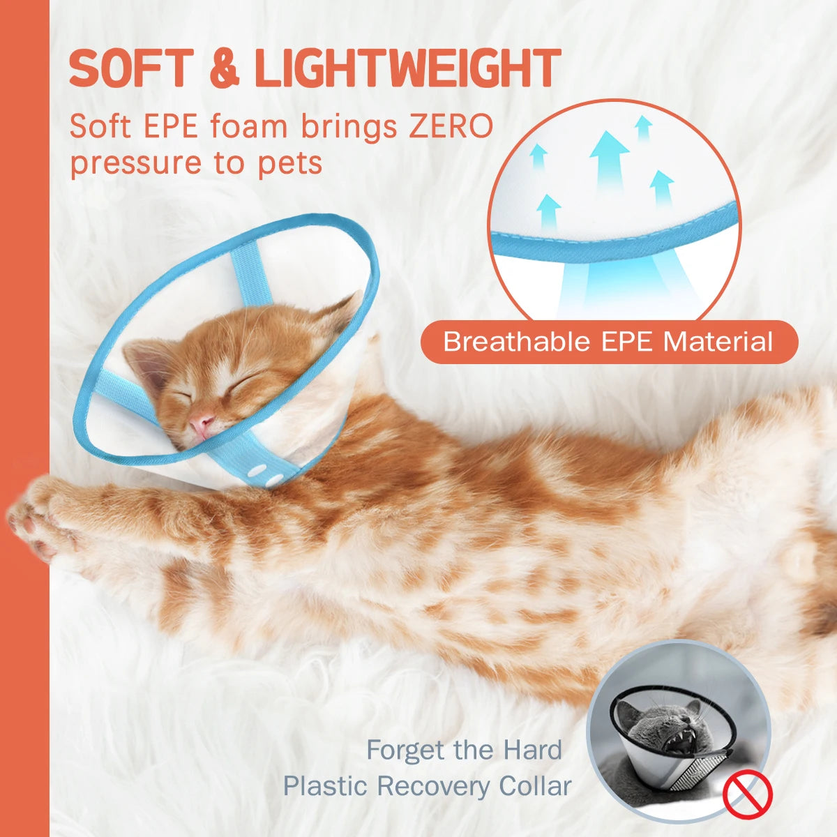 Fashion Contrast Color Pet Elizabethan Collar – Protective Recovery Cone for Cats & Dogs, Ideal for Grooming & Post-Surgery Care.