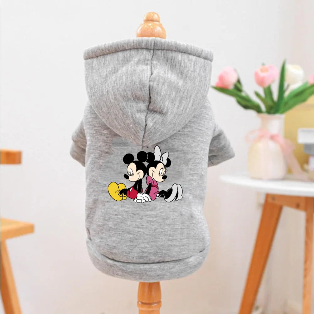 1PC Mickey & Minnie Print Pet Hoodie – Warm Thick Autumn & Winter Hooded Sweatshirt for Dogs & Cats