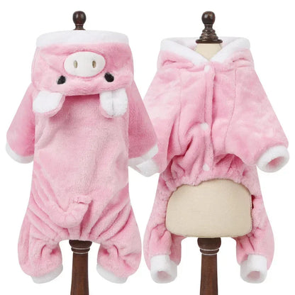 Cartoon Animal Pet Costume – Warm Winter Jumpsuit Pajamas for Small Dogs & Cats.
