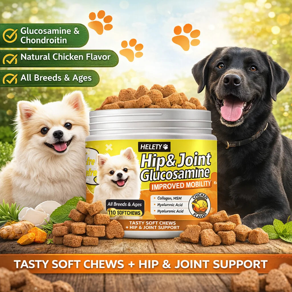 Dog Hip & Joint Supplement Chews – Glucosamine, Chondroitin, Omega-3, MSM & Green Lipped Mussel, 90 Flavored Chews for Small Dogs.