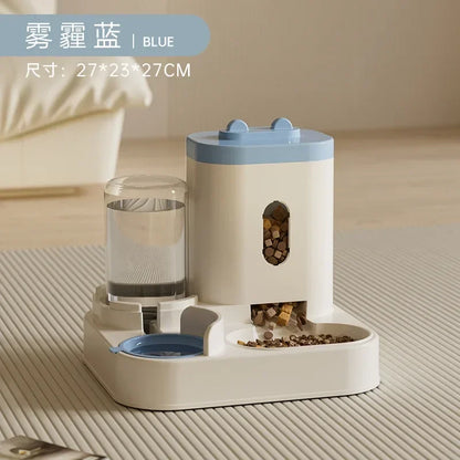 Automatic Pet Feeder with Water Fountain – Large-Capacity Food Bowl and Storage Dispenser for Dogs & Cats, Puppy Feeding Accessory.