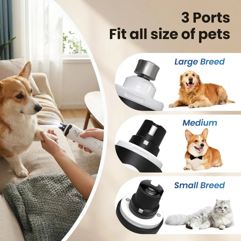 USB Rechargeable Pet Nail Grinder & Clipper – Quiet Dog & Cat Nail Trimmer with LED Light for Safe and Easy Grooming.