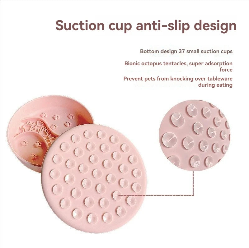 1PC Silicone Pet Slow Feeder Bowl – Anti-Choke Divided Lick Mat with Suction Cup, Spill-Resistant Feeding Dish for Cats & Dogs.