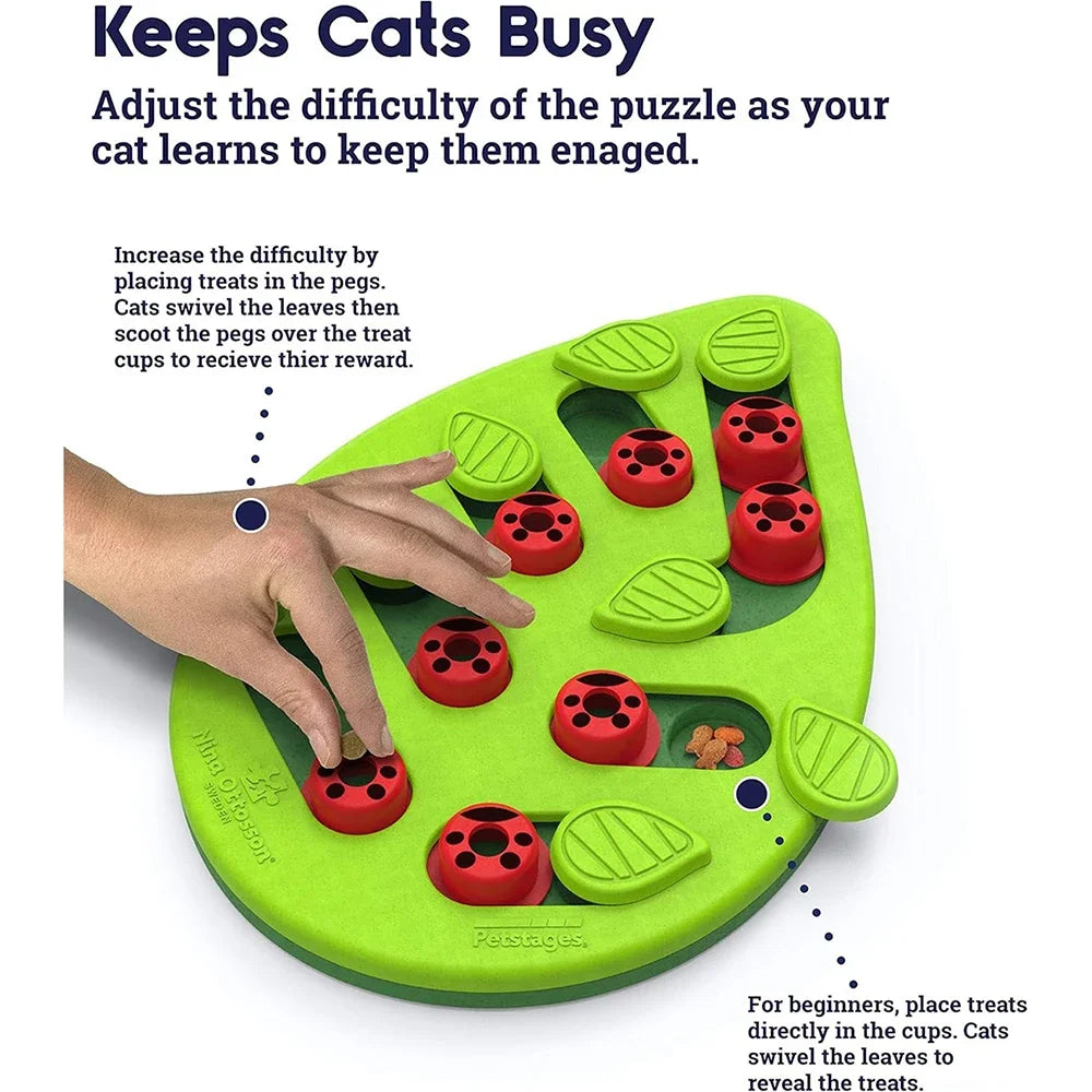 Interactive Cat Puzzle Toy – Slow Feeder Play Toy with Scratch Board for Indoor Cats, Fun Mental Stimulation & Feeding Game.