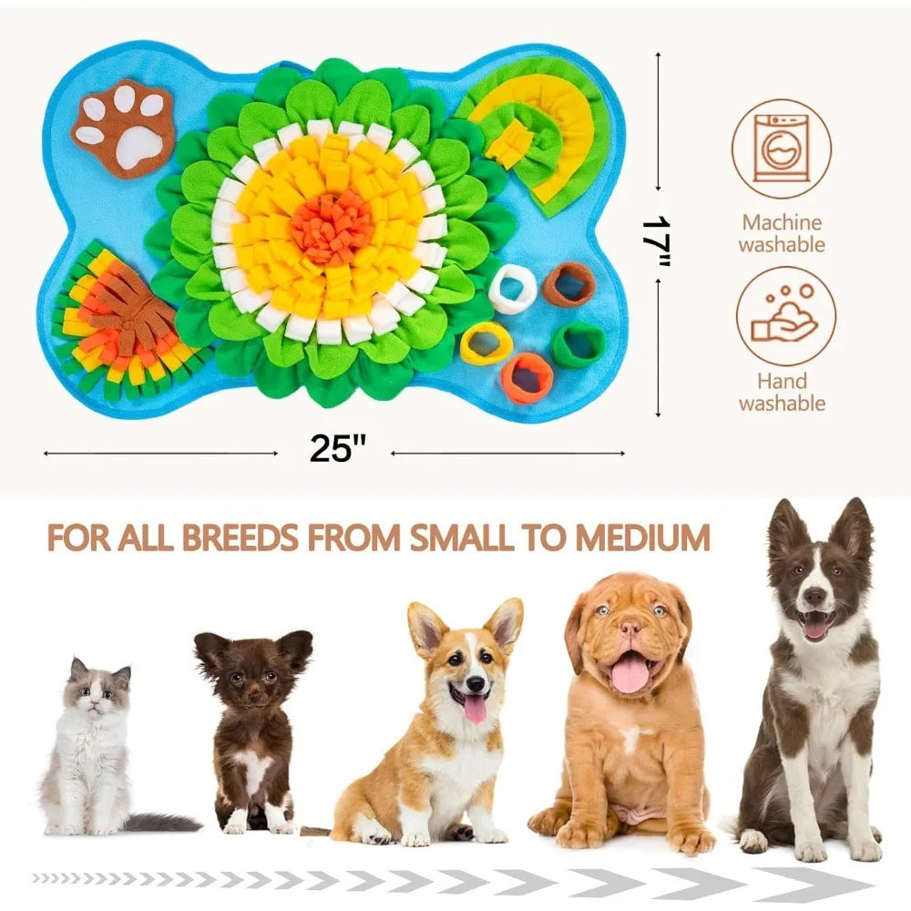 Pet Sniffing Mat – Interactive Dog Puzzle & Foraging Feeding Mat, Washable Foldable Training Toy for Dogs and Pets.