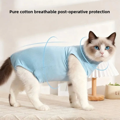 Cat Recovery Jumpsuit – Breathable Soft Anti-Licking Vest for Post-Surgery Wound Protection & Comfortable Recovery Care.