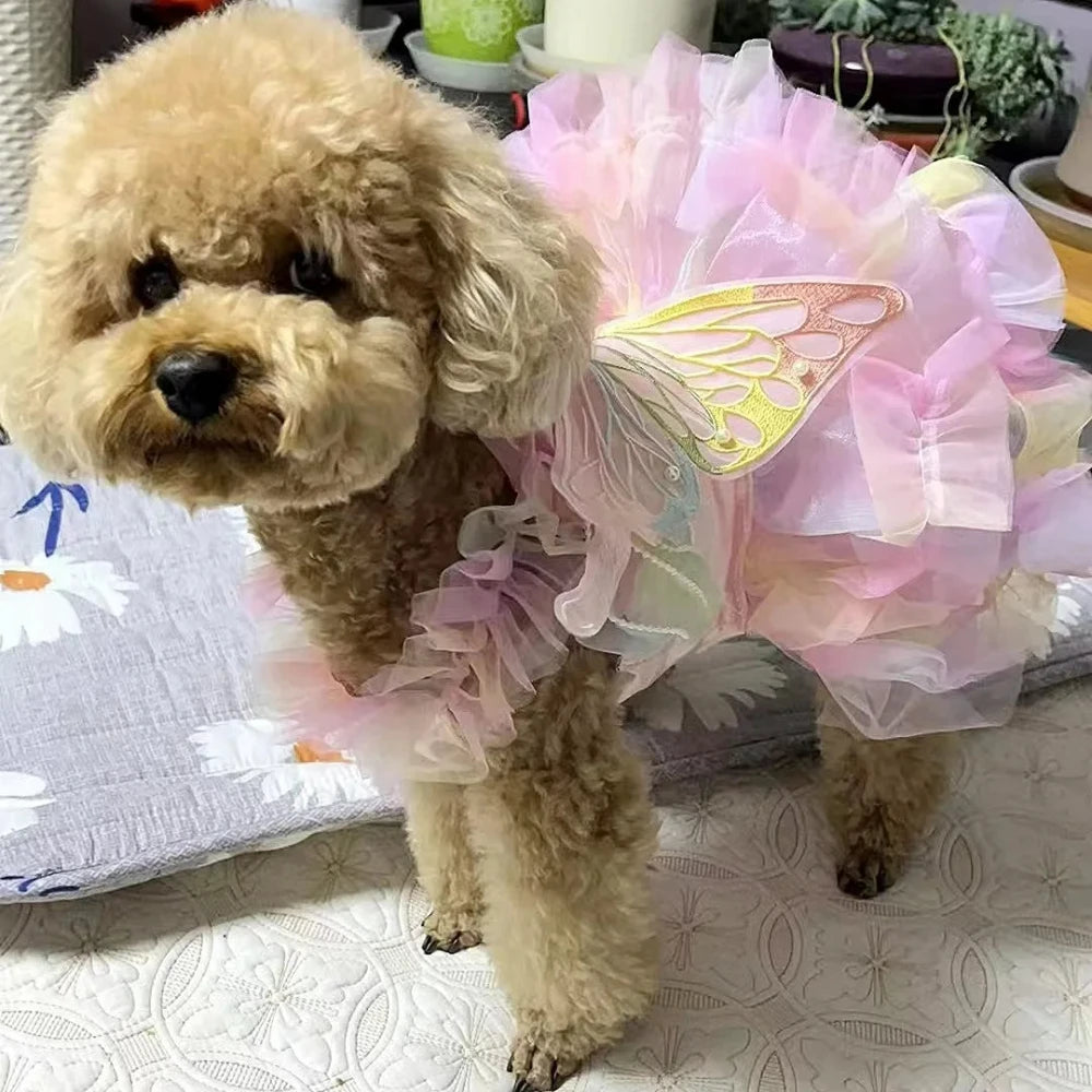 Luxury Dog Wedding & Prom Dress – Colorful Princess Party Costume for Dogs & Cats.