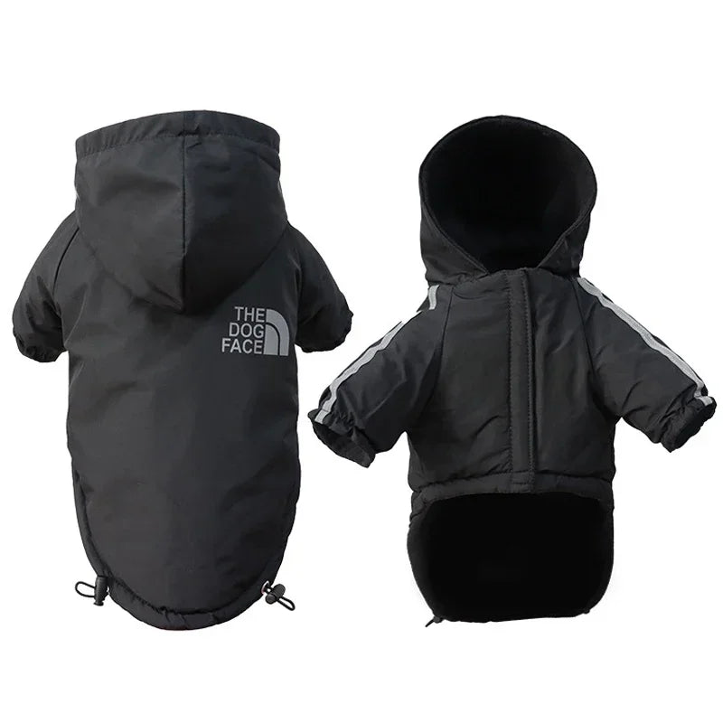 Reflective Waterproof Dog Coat – Warm Cotton Hooded Jacket for Small Dogs, Autumn & Winter Pet Clothing.