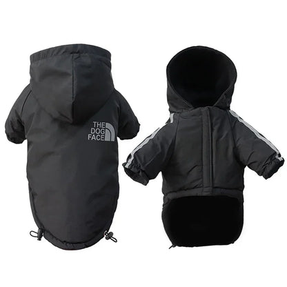 Reflective Waterproof Dog Coat – Warm Cotton Hooded Jacket for Small Dogs, Autumn & Winter Pet Clothing.