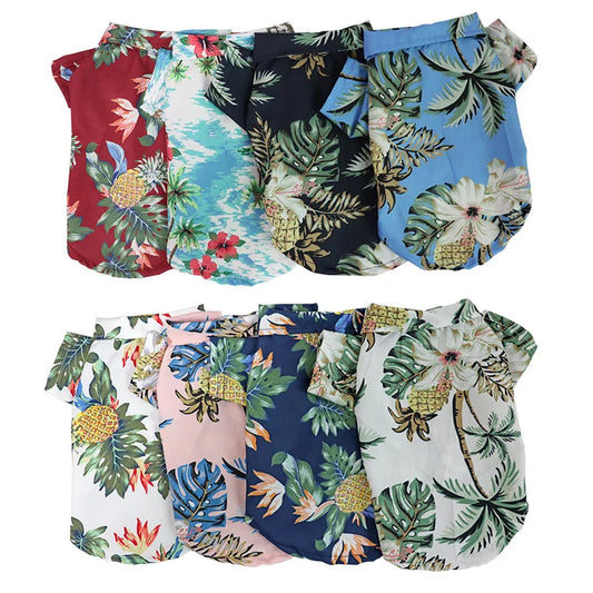 Hawaiian Beach Style Dog T-Shirts Thin Breathable Summer Dog Clothes for Small Dogs Puppy Pet Cat Vest summer season clothing