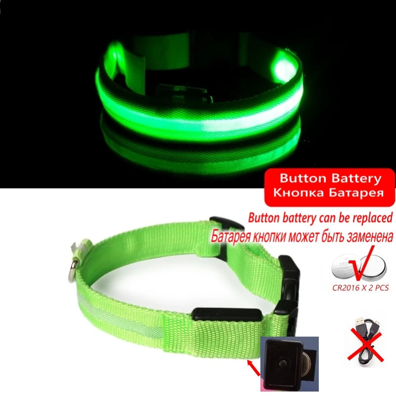 LED Dog Collar Light – USB Rechargeable Night Safety Anti-Lost Collar Accessory for Dogs & Puppies, Luminous Pet Walking Light.