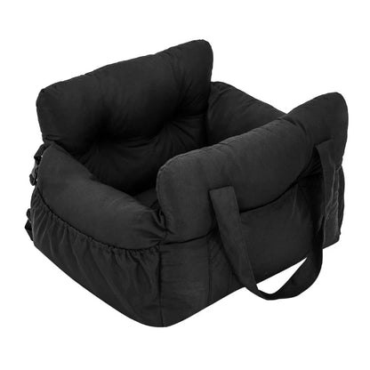 Dog Car Seat with Safety Belt – Non-Slip Washable Pet Car Bed & Travel Carrier for Small Dogs, Secure Straps for Safe Car Rides.