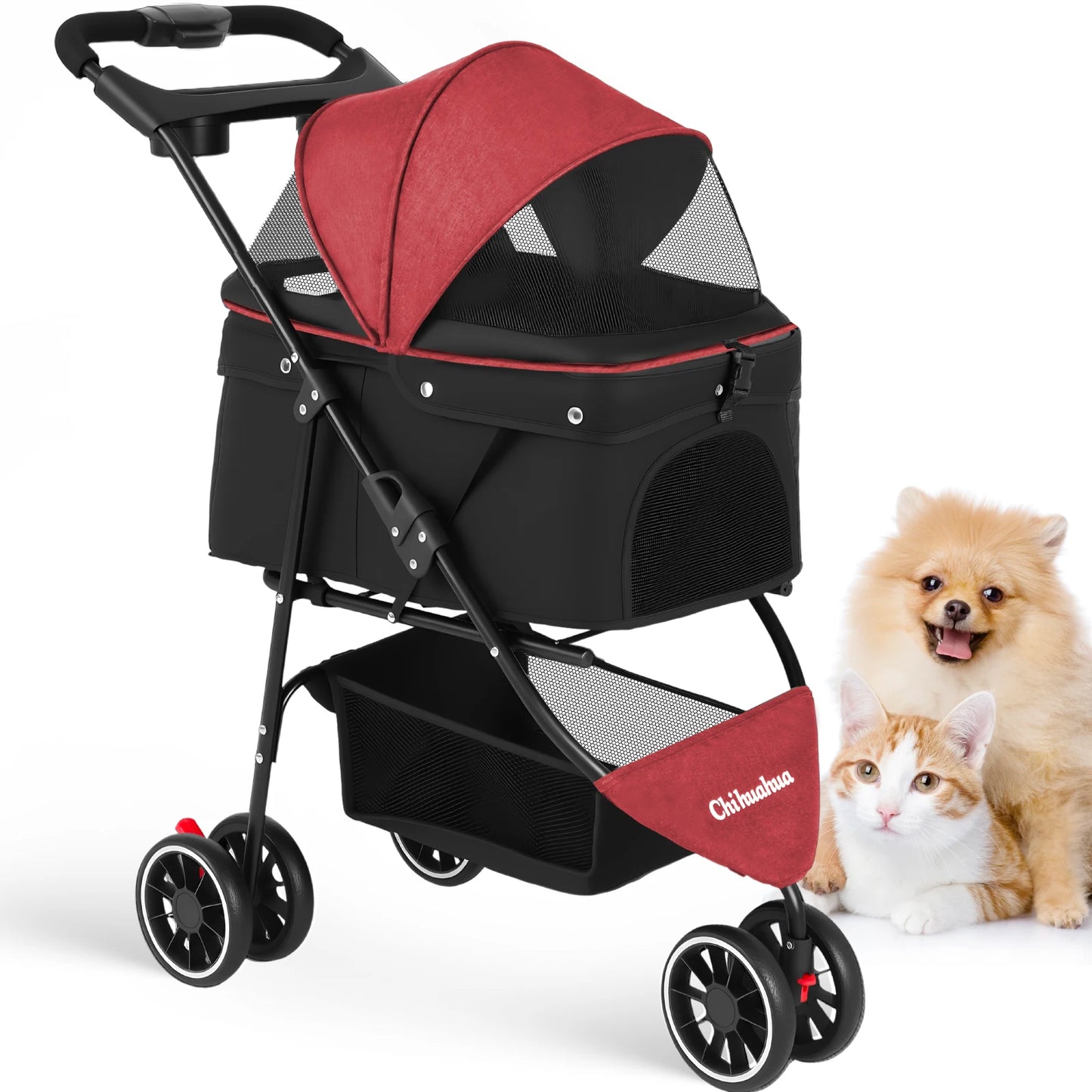 Portable Pet Stroller – Foldable Travel Carrier for Small Dogs & Cats, Comfortable Puppy & Pet Strolling Cart