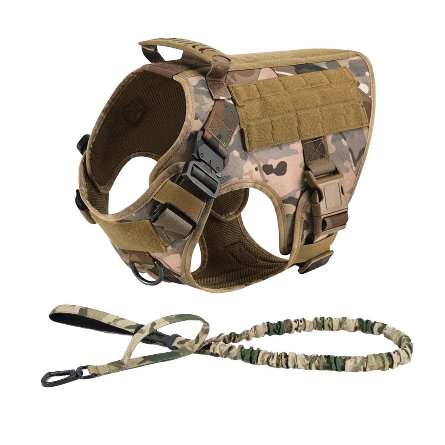 Tactical Dog Harness Set – MOLLE Vest with Collar & Leash, Training & Walking Gear for Medium & Large Dogs like German Shepherds.