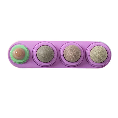 4-in-1 Rotating Catnip & Silver Vine Ball – Wall-Mounted Edible Cat Toy for Teeth Cleaning, Acne Prevention & Digestive Health.