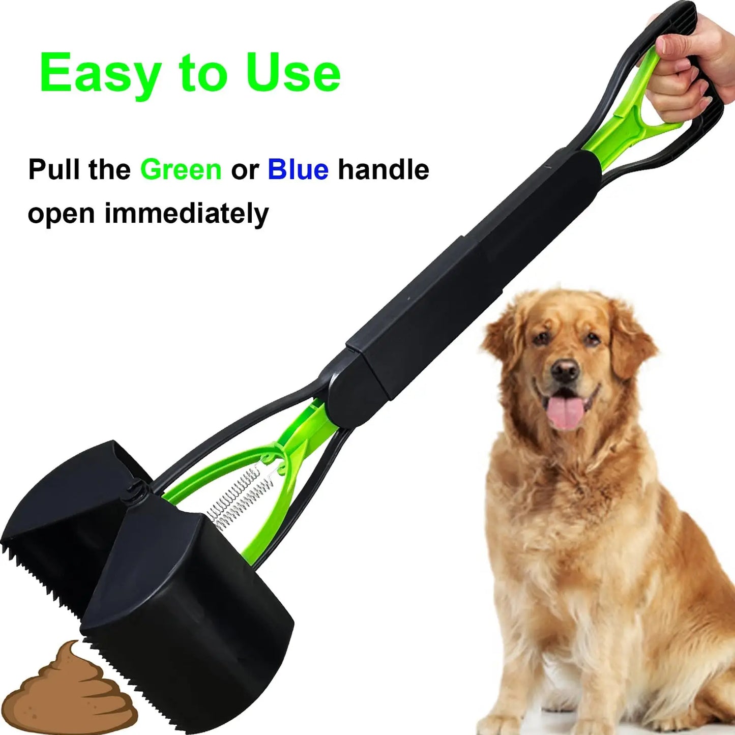 Portable Foldable Dog Poop Scooper – No-Bend Pet Waste Pickup Tool for Small & Large Dogs, Ideal for Outdoor Walking & Lawn Cleaning.