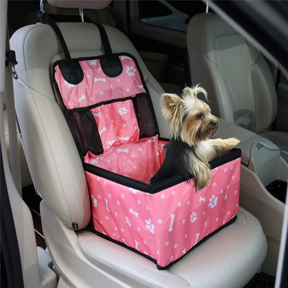 Pet Dog Car Seat with Storage Pockets – Universal Non-Slip Travel Seat Cover & Safety Carrier for Small and Medium Dogs.