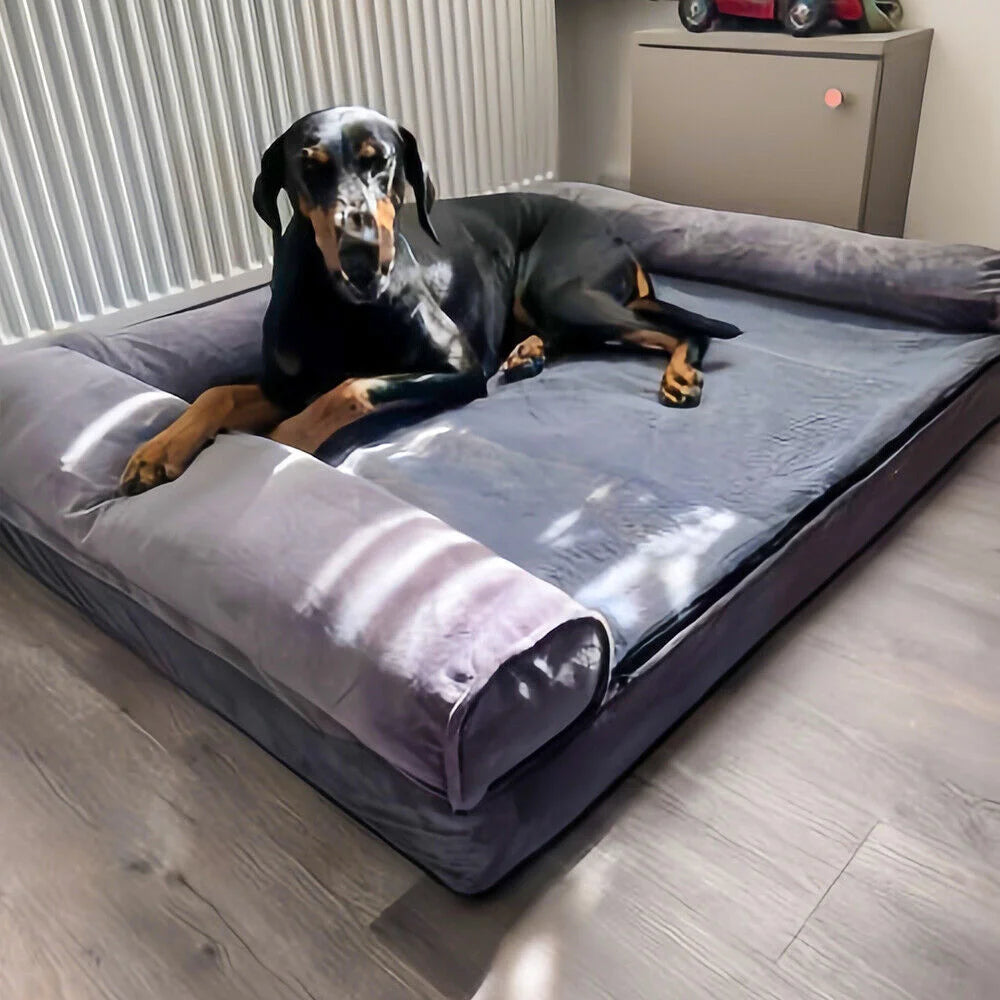 XL–XXL Orthopedic Memory Foam Dog Bed – Calming Plush Sofa with Waterproof Removable Cover for Small, Medium & Large Dogs.