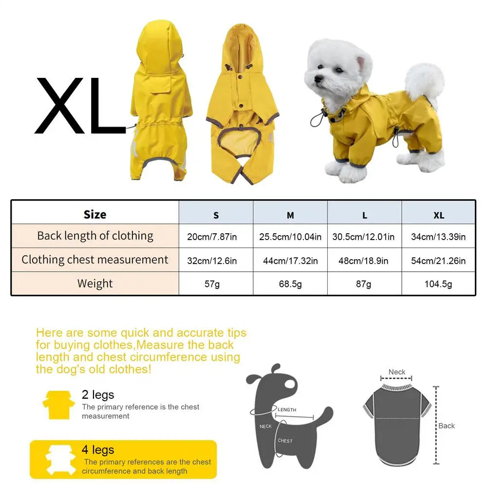 High-Visibility Waterproof Dog Raincoat – Adjustable Lightweight Yellow Jacket for Rain & Snow Protection, Ideal for Outdoor Walks.