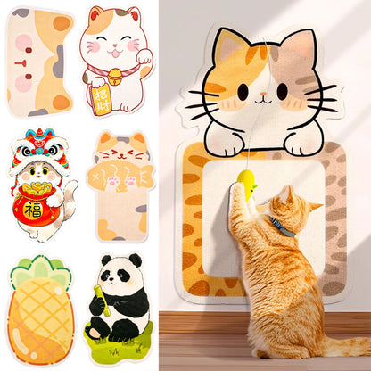 Self-Adhesive Cat Scratcher – Wall-Mounted Felt Scratch Mat with Hanging Toy, Durable Cat Scratching Pad for Cats.