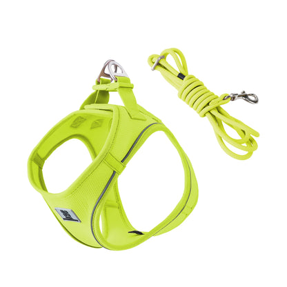 Adjustable Reflective Dog Harness & Leash Set – Comfortable Pet Vest for Small & Medium Dogs & Cats, Ideal for Outdoor Walking.