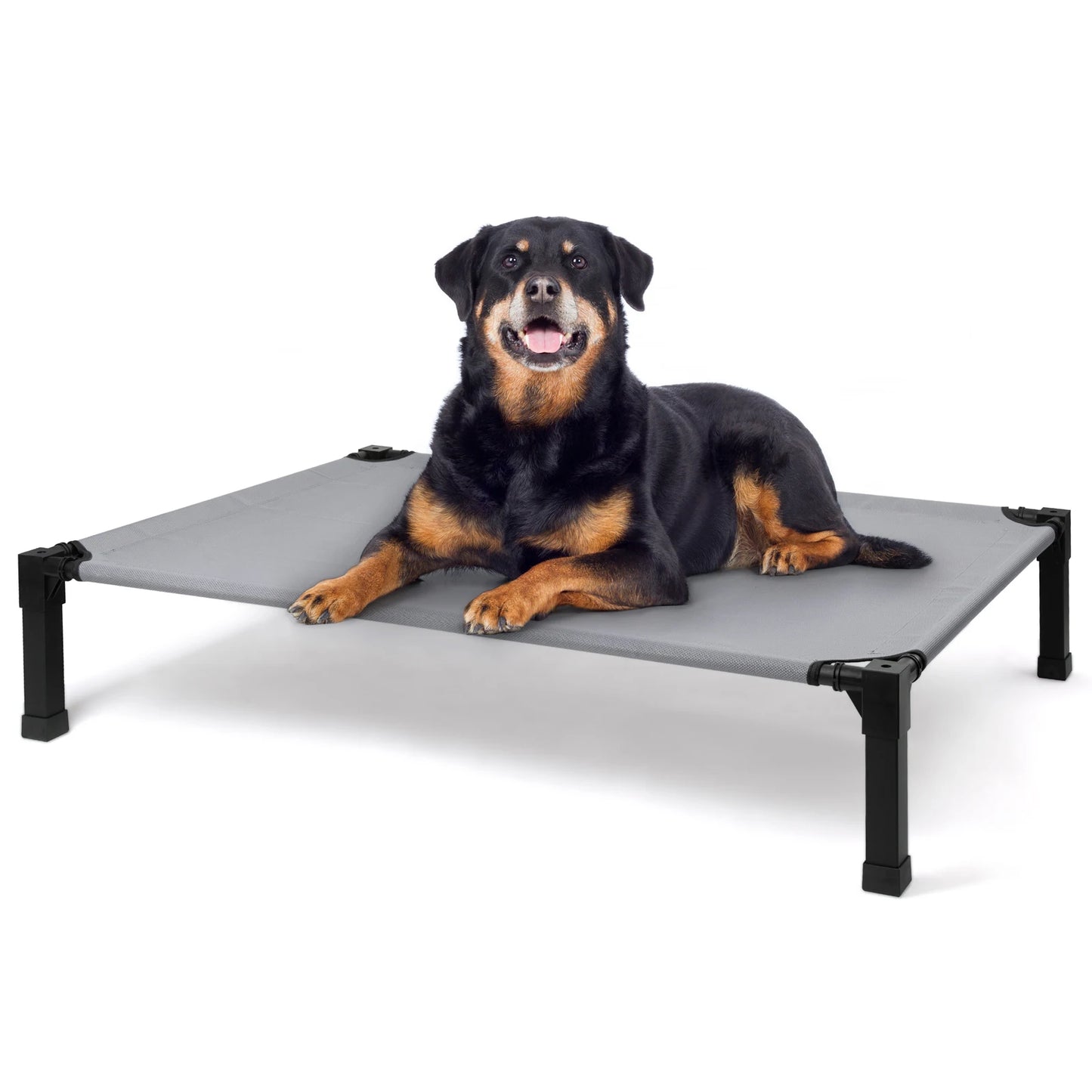 Elevated Cooling Dog Bed – Raised Pet Cot with Breathable Mesh, Chew-Resistant Washable Fabric & Metal Frame, Portable Dog Bed for Indoor & Outdoor Use.