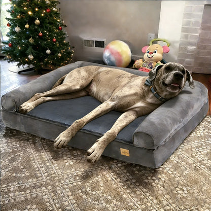 XL–XXL Orthopedic Memory Foam Dog Bed – Calming Plush Sofa with Waterproof Removable Cover for Small, Medium & Large Dogs.