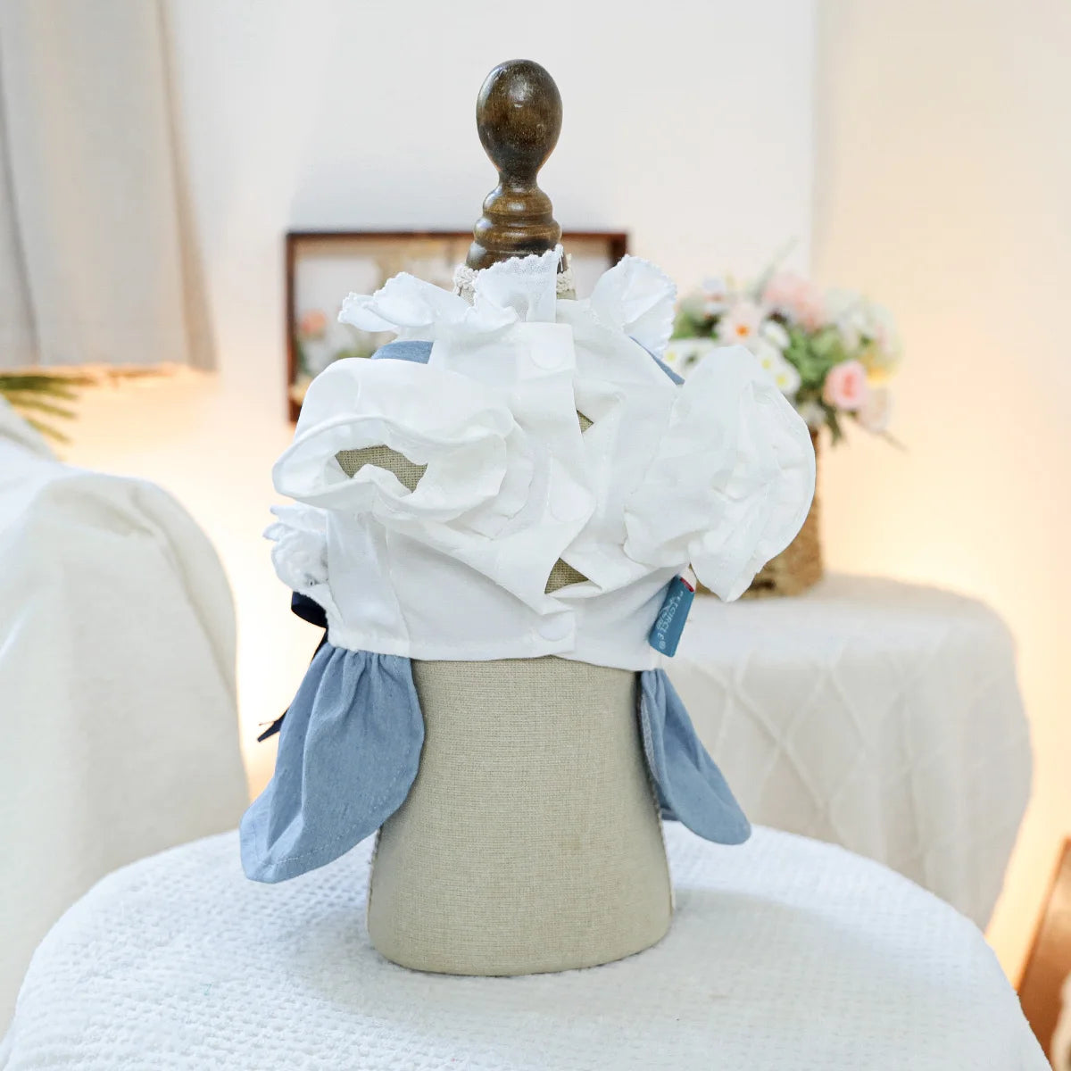 Sea Breeze Denim Pet Dress – Summer Blue Outfit for Dogs & Cats, Lightweight Anti-Hair Loss Fashion Clothing.