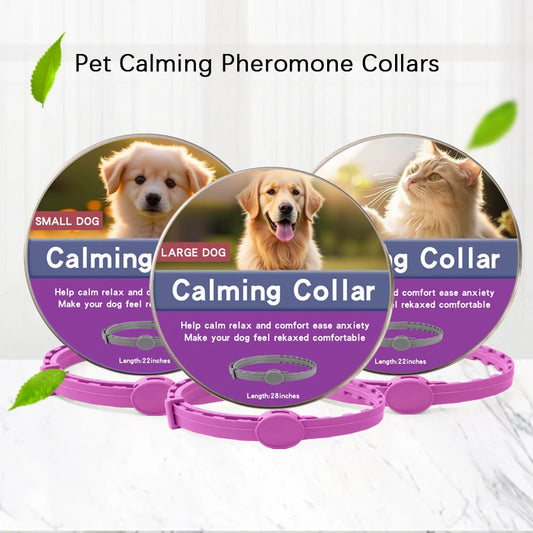 Calming Pet Collar – Anxiety Relief Retractable Collar for Dogs & Cats, Adjustable 56/72cm Design for Puppies, Kittens & Large Dogs
