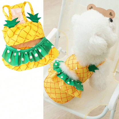 Summer Pineapple Dog Swimwear – Cute Bikini Beach Bathing Suit & Cooling Pet Shirt for Dogs, Stylish Summer Pet Clothes.