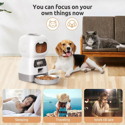 3.5L WiFi Smart Pet Feeder – Automatic Slow Feed Food Dispenser with Voice Recorder & Timed Feeding for Cats & Dogs.