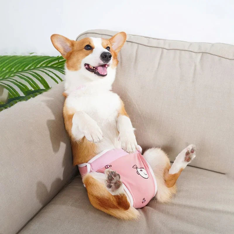Adjustable Pet Underwear Shorts – Washable Physiological Pants with Shoulder Strap for Female Dogs, Comfortable Safety Diaper Trousers for Pets.