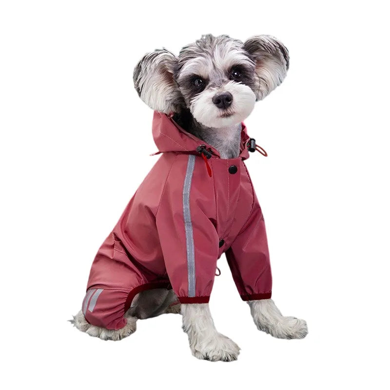 Reflective Waterproof Dog Raincoat – Hooded All-Weather Pet Jumpsuit for Small & Medium Dogs, Lightweight Rain Protection.