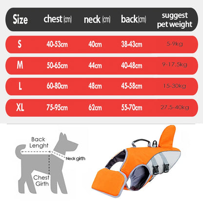 Shark Fin Dog Life Jacket – Adjustable Pet Swimming Safety Vest for Dogs, Buoyancy Aid for Pool, Surfing & Water Activities.
