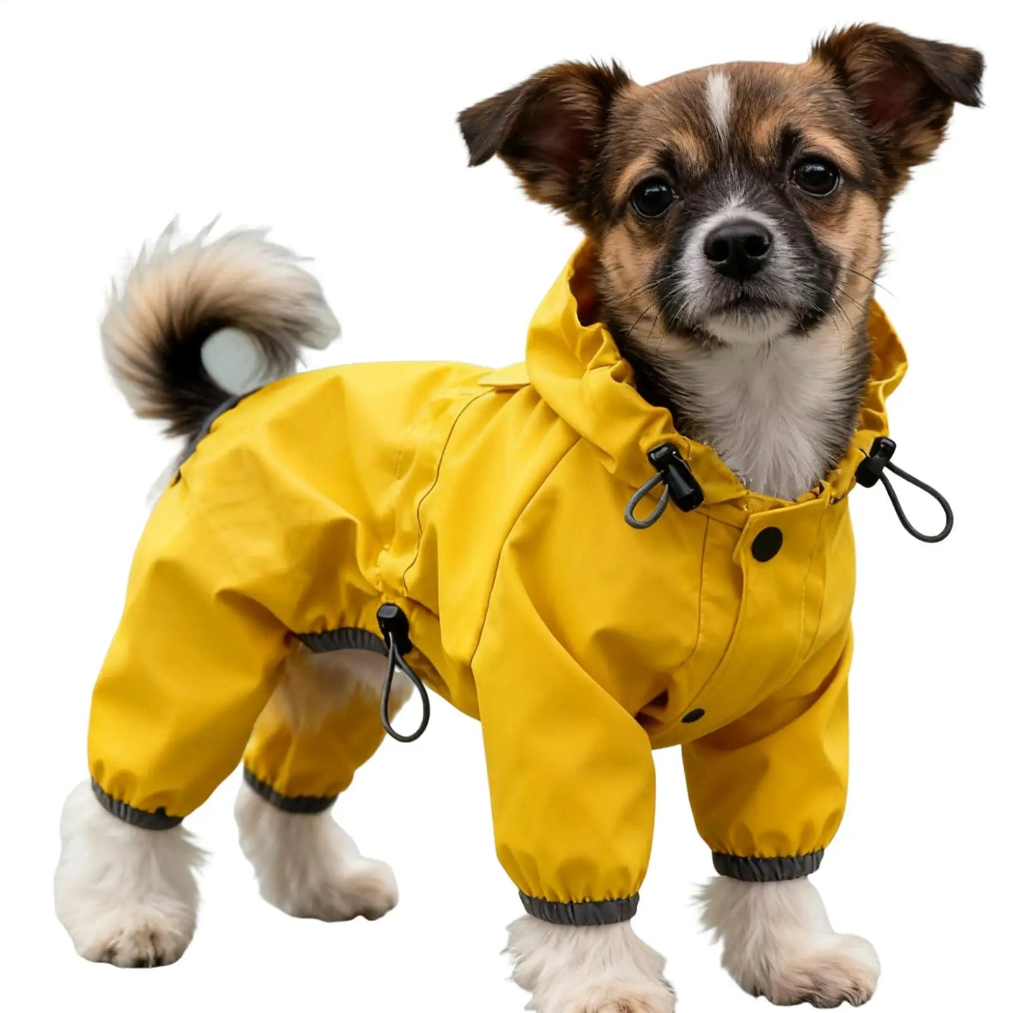 High-Visibility Waterproof Dog Raincoat – Adjustable Lightweight Yellow Jacket for Rain & Snow Protection, Ideal for Outdoor Walks.