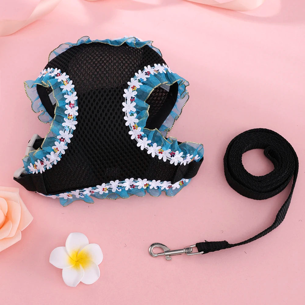 Adjustable Cat Harness & Leash Set – Breathable Comfortable Vest Harness for Cats & Small to Medium Dogs, Cute Walking Accessory.