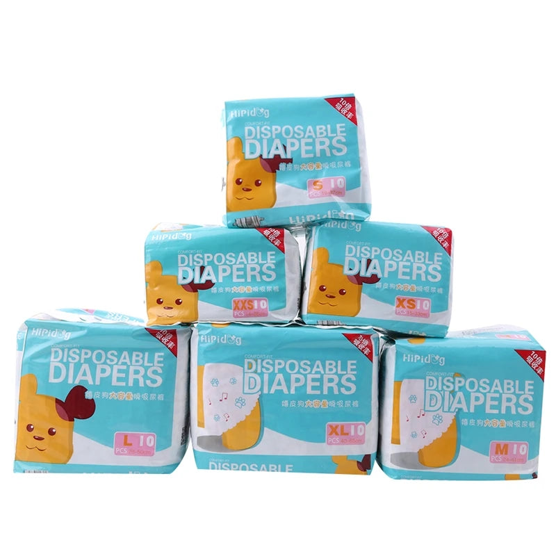 10/12PCS Disposable Dog Diapers – Super Absorbent Leakproof Physiological Pants for Female & Male Dogs, Comfortable Puppy Pet Nappies.