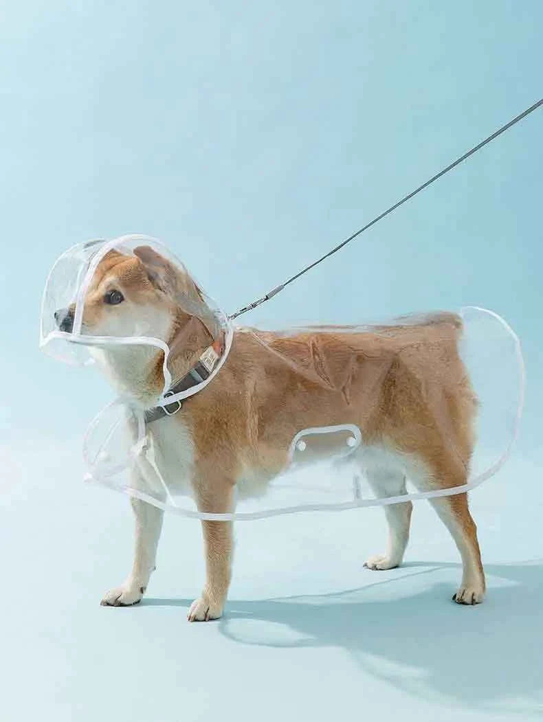 Transparent Waterproof Dog Raincoat – Hooded Pet Jacket for Outdoor Walks, Lightweight Protective Rain Gear for Dogs.