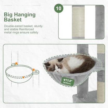 71.7-Inch Tall Cat Tree for Large Adult Cats – Heavy-Duty Multi-Level Cat Tower with 3 Spacious Condos for Indoor Cats Over 20 lbs.